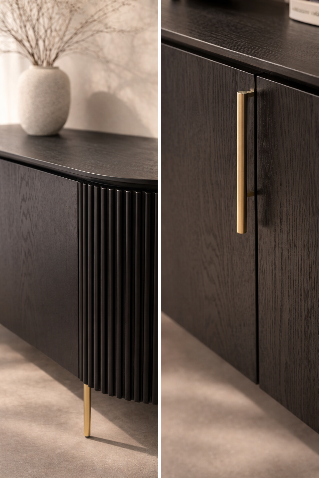 Lantine Buffet - Black Oak & Brass
