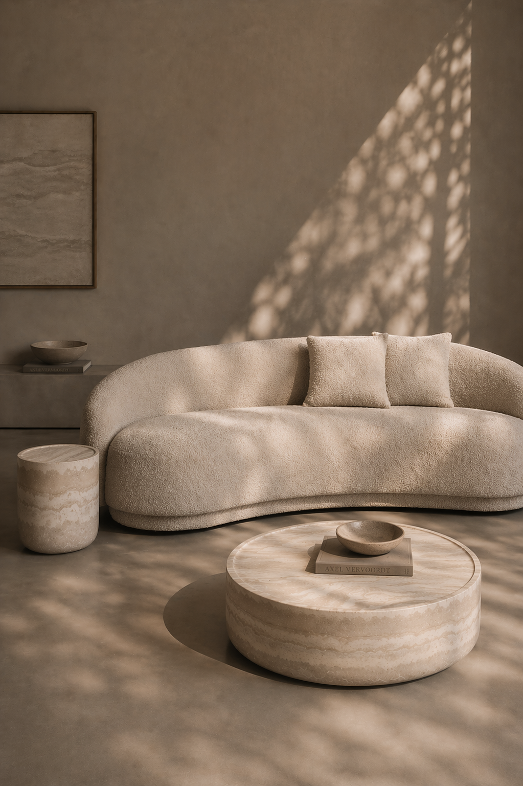 Ciladro Coffee Table - Faux Travertine - Medium