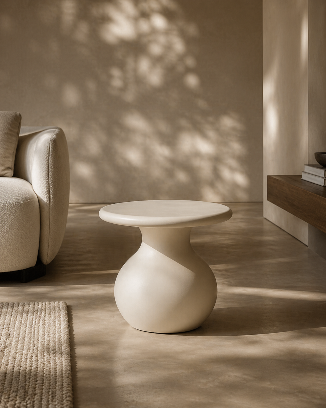 Rolo Side Table - Matte Beige