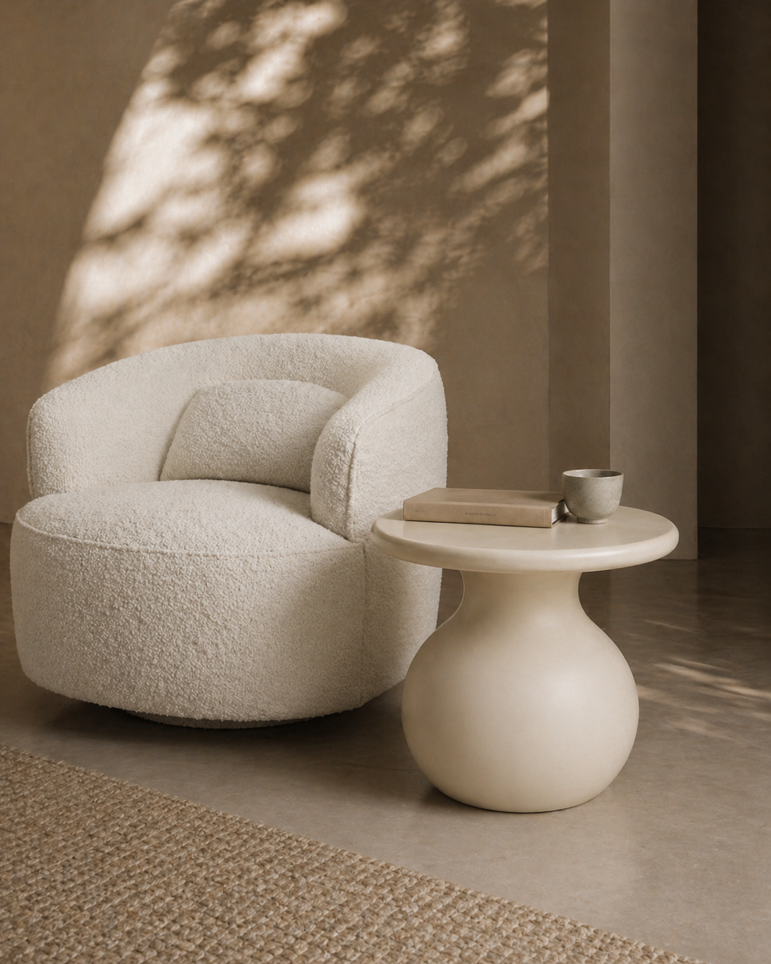 Rolo Side Table - Matte Beige