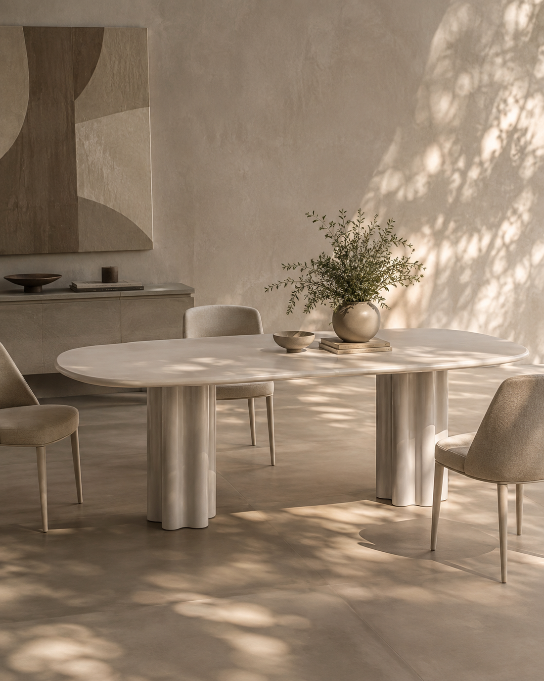 Moon Dining Table 240 - Matte Beige