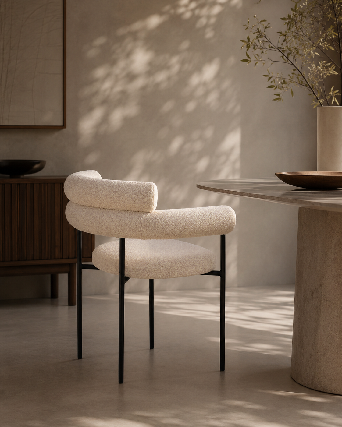Alita Dining Chair - Chex Polar Bouclé