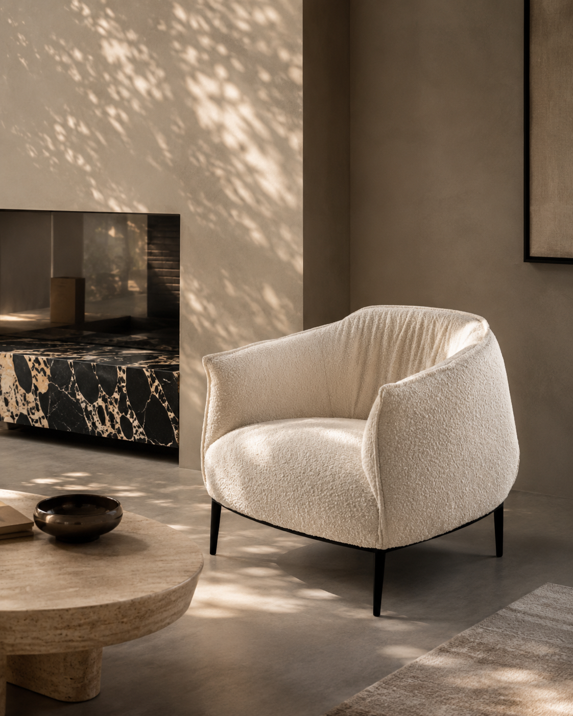 Tyrone Lounge Chair - Chex Bouclé Polar