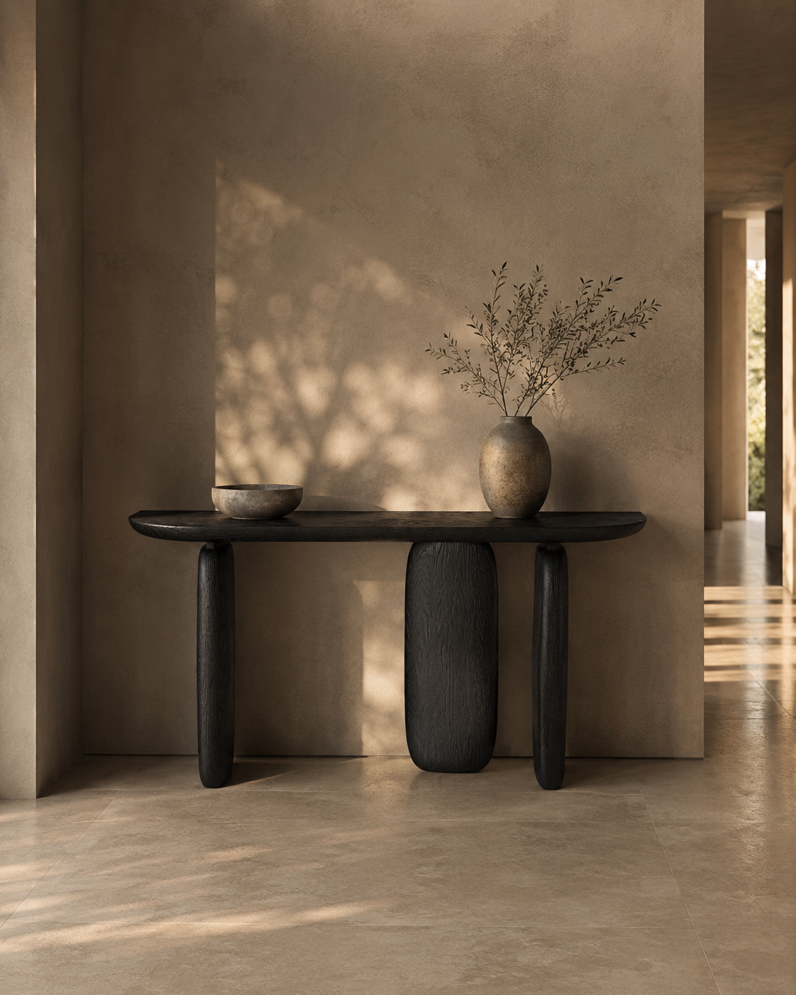 Underline Console Table - Black Oak