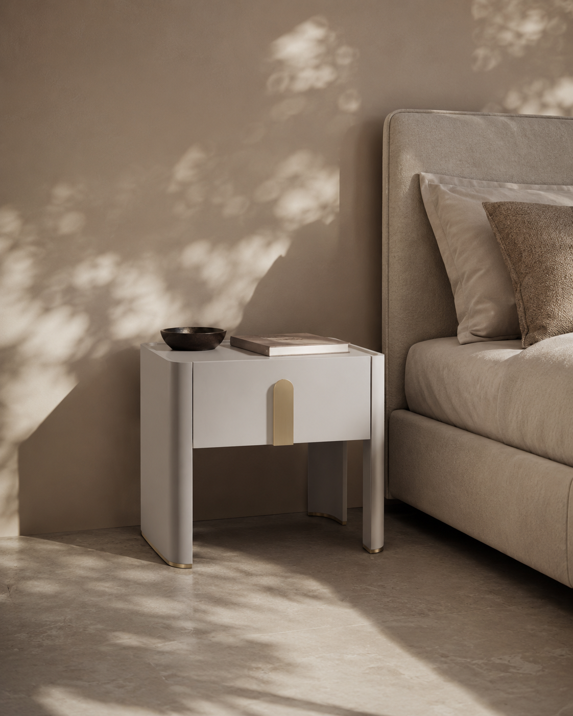 Polaris Bedside Table - Matte Beige