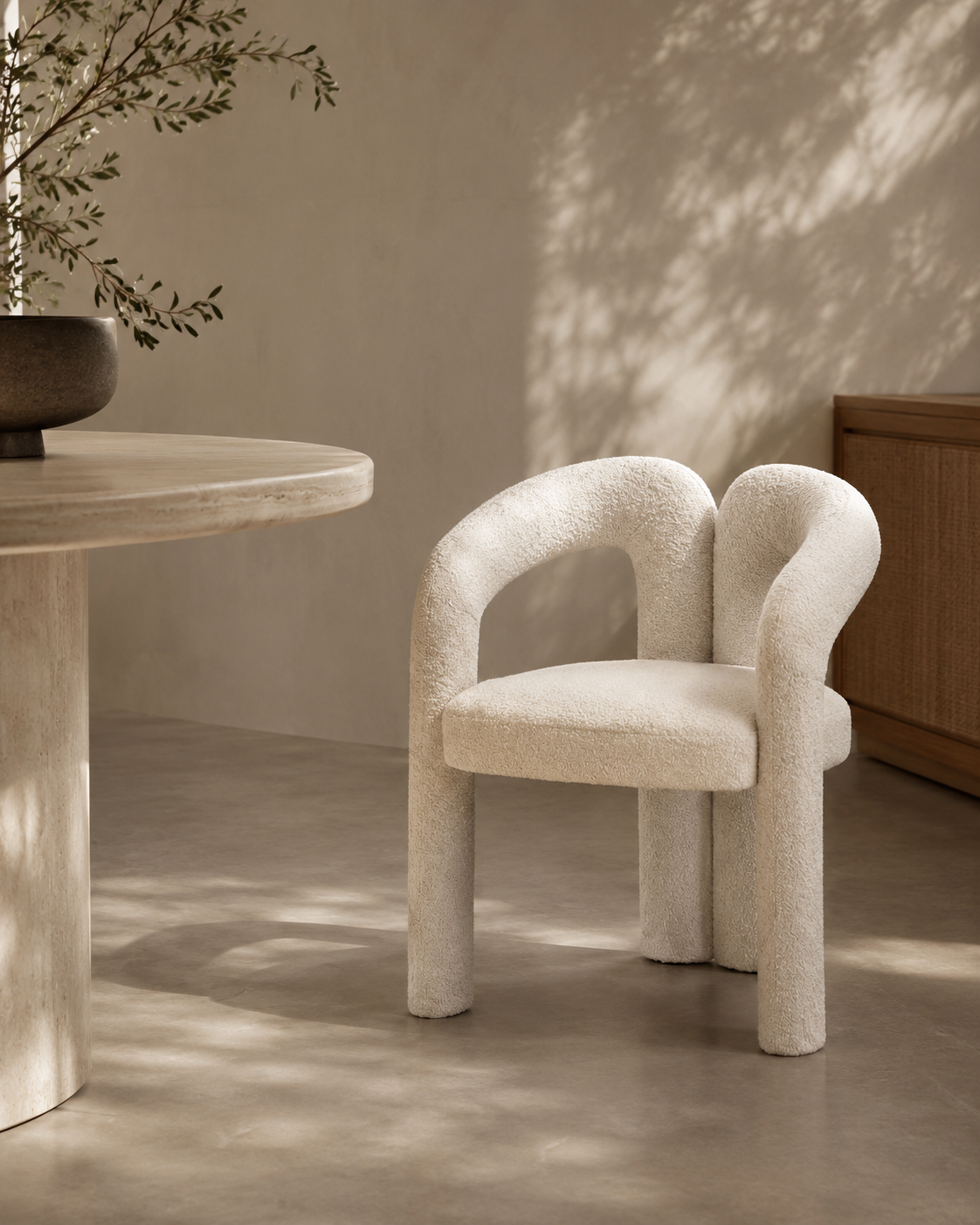 Mavis Dining Chair - Chex Polar Bouclé
