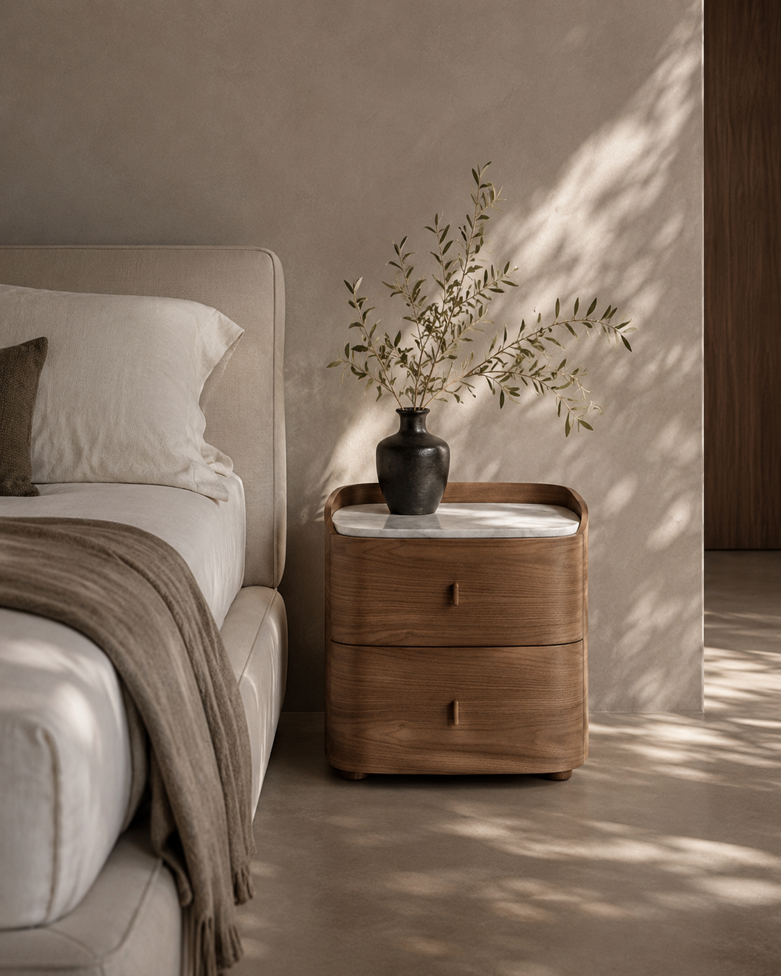 Vertu Bedside Table - Walnut