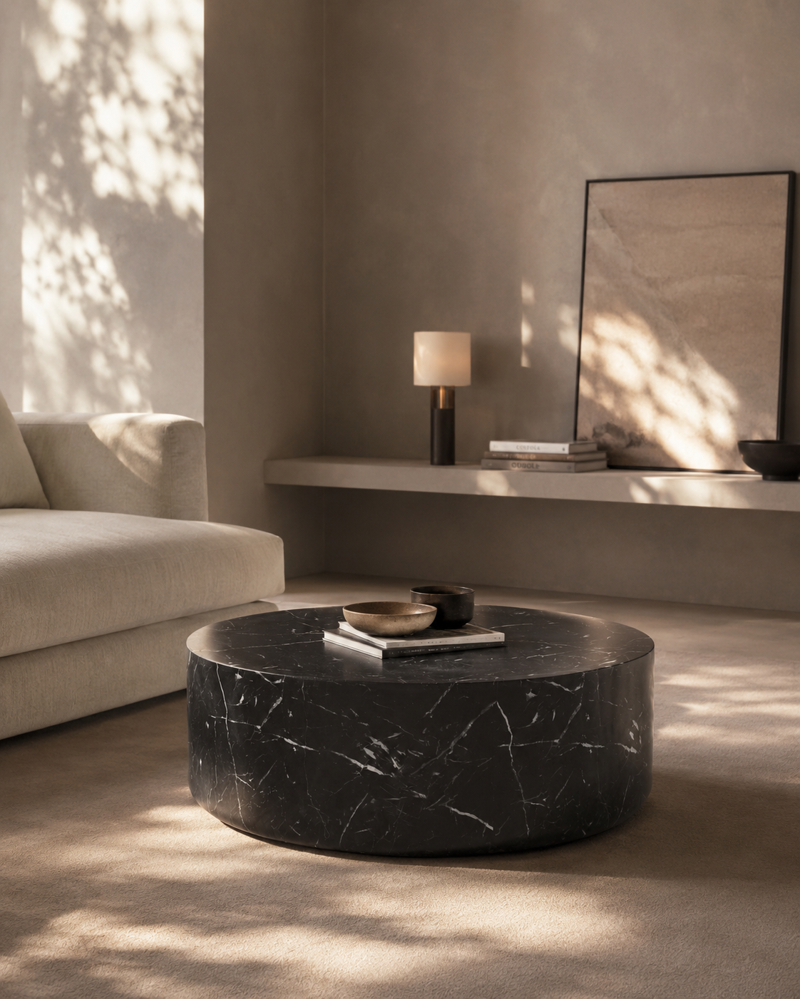 Ciladro Coffee Table - Faux Black Marble - Medium