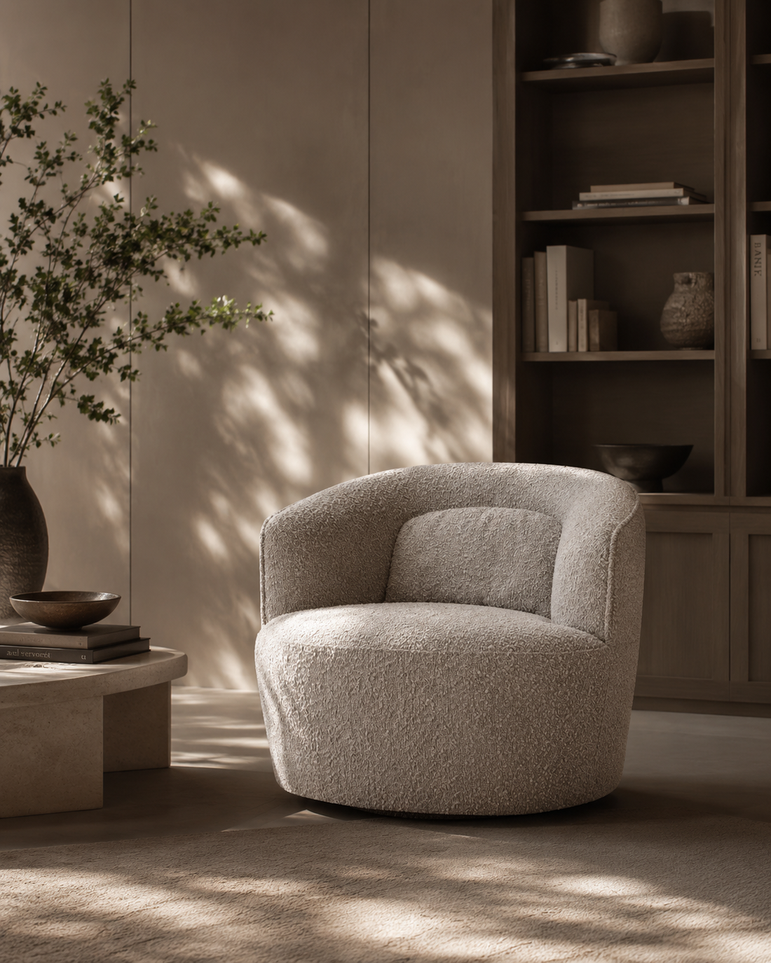 Grace Swivel Chair - Steam Bouclé