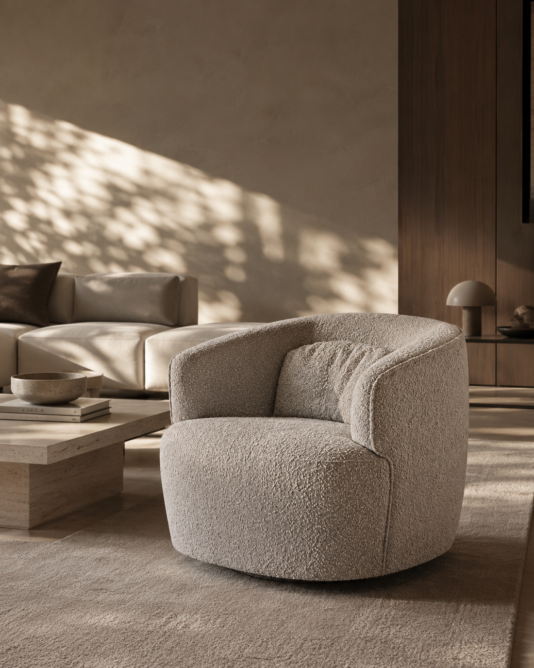 Grace Swivel Chair - Steam Bouclé