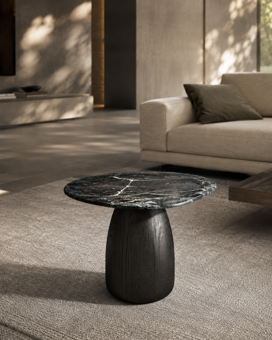 Basilca Side Table - Matte Black Marble