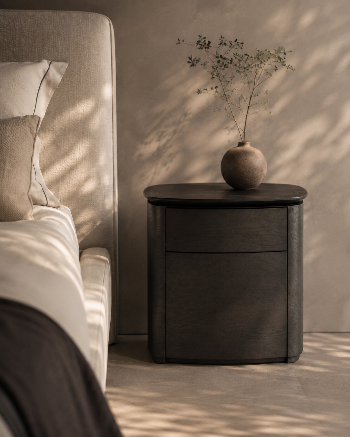 Blade Bedside Table - Smoke Oak