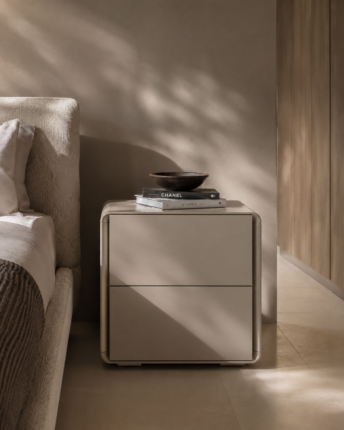 Kota Bedside Table - Matte Beige