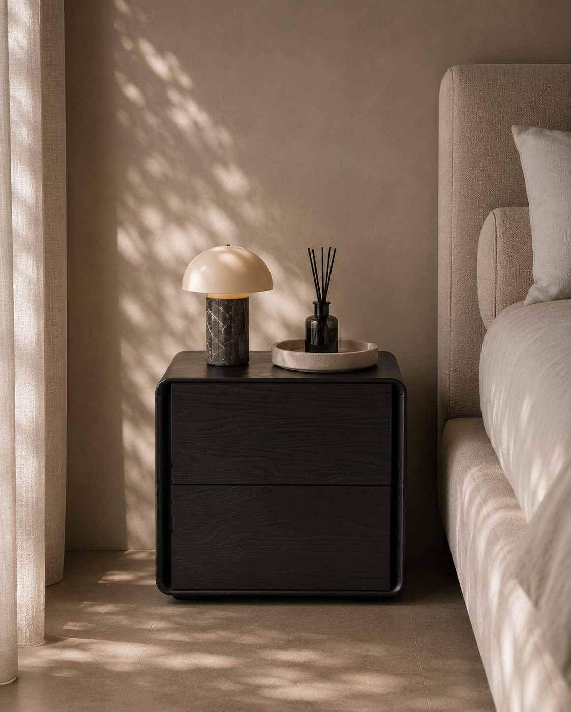 Kota Bedside - Smoke Oak