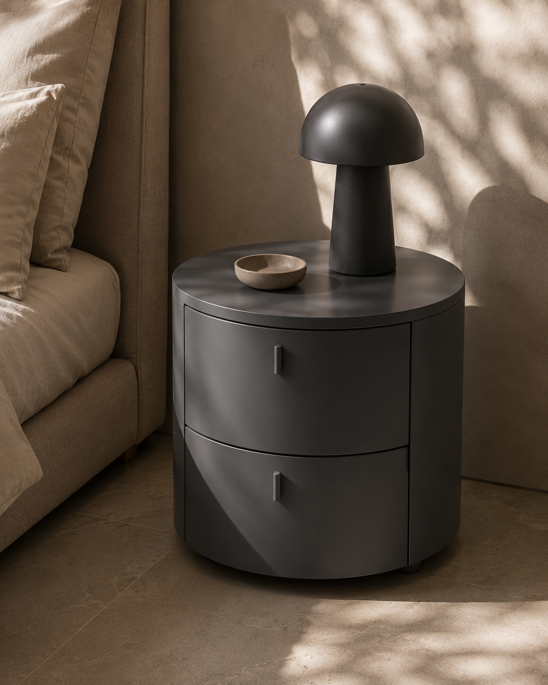Sims Bedside Table - Matte Anthracite