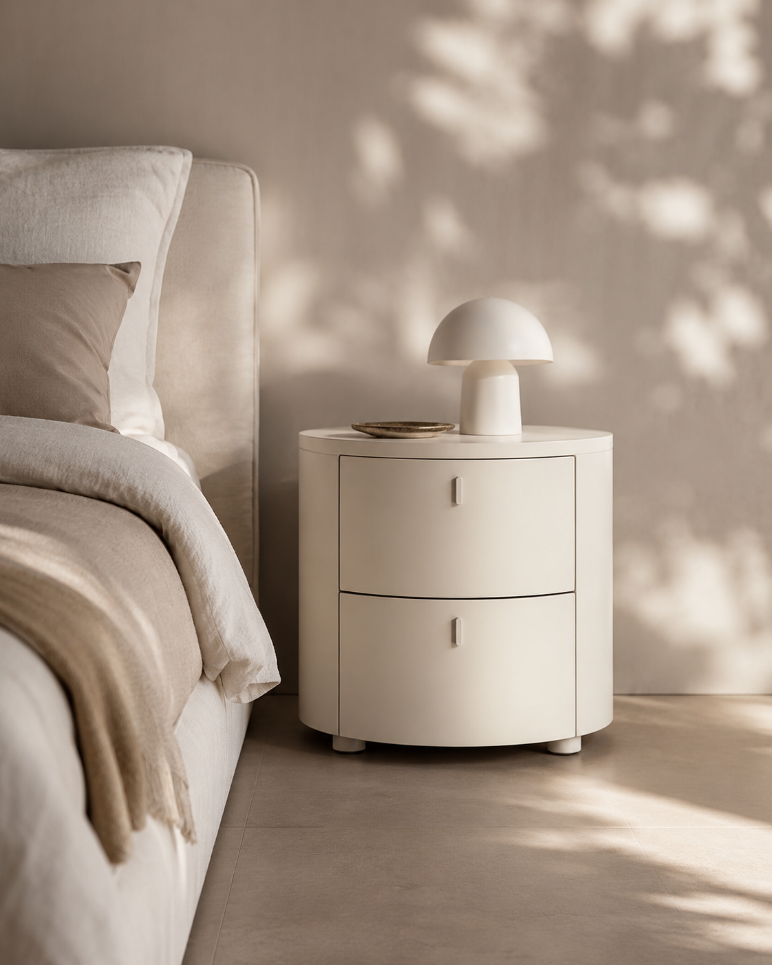 Sims Bedside Table - Matte Beige