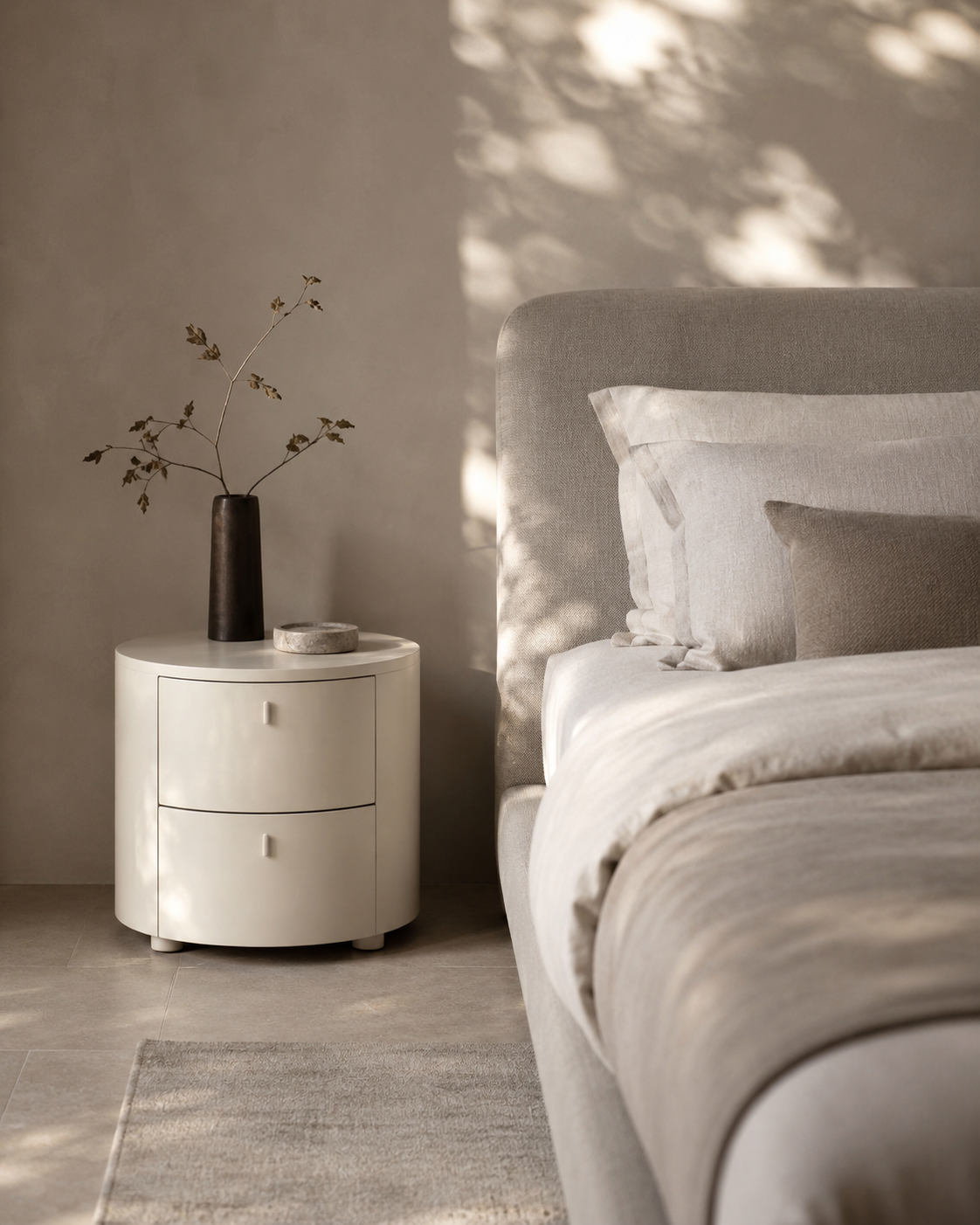 Sims Bedside Table - Matte Beige