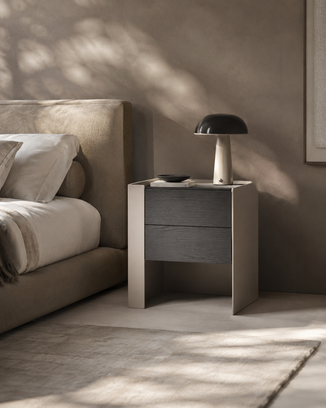 Tunica Bedside Table - Taupe - Pair