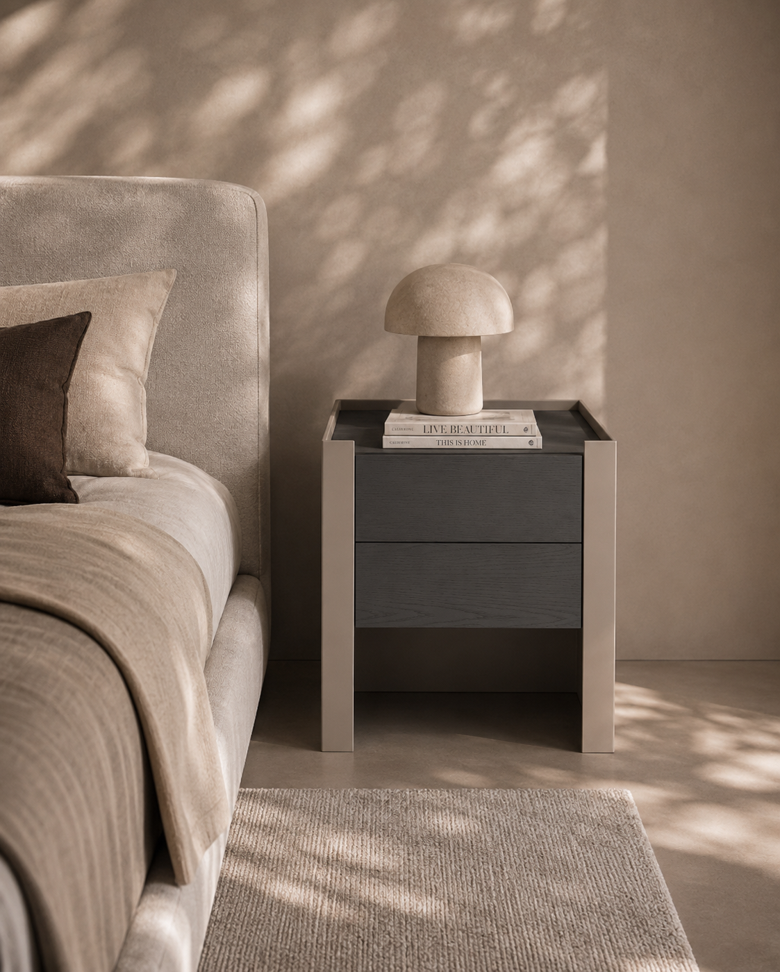 Tunica Bedside Table - Taupe - Pair