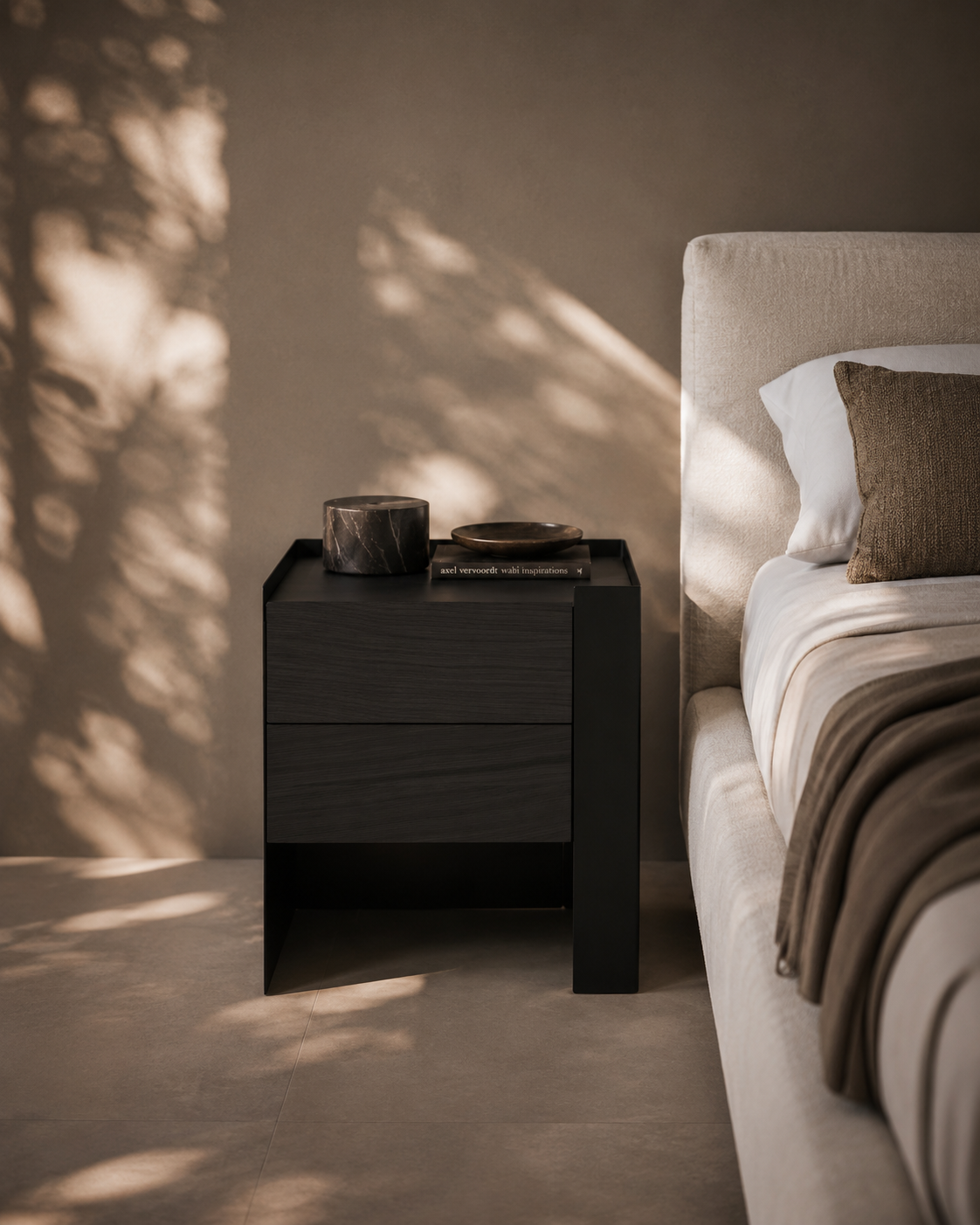 Tunica Bedside Table - Black Oak - Pair