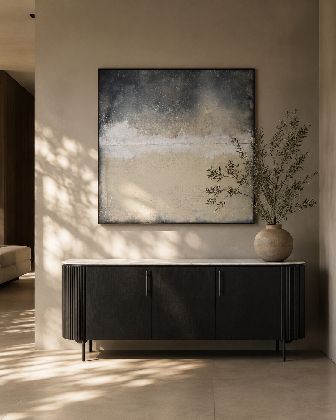 Lantine Marble Buffet - Black Oak