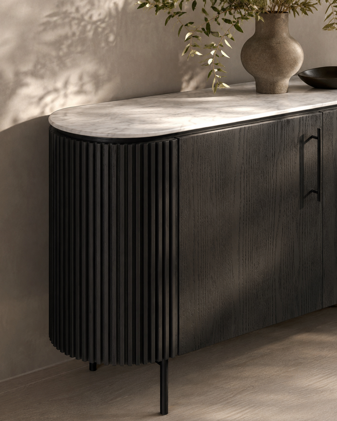 Lantine Marble Buffet - Black Oak