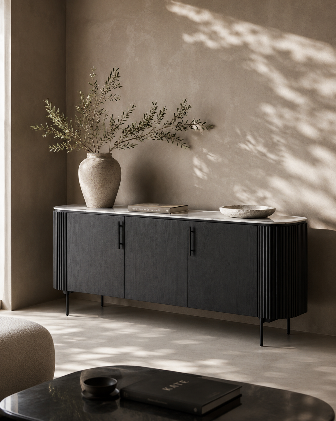 Lantine Marble Buffet - Black Oak