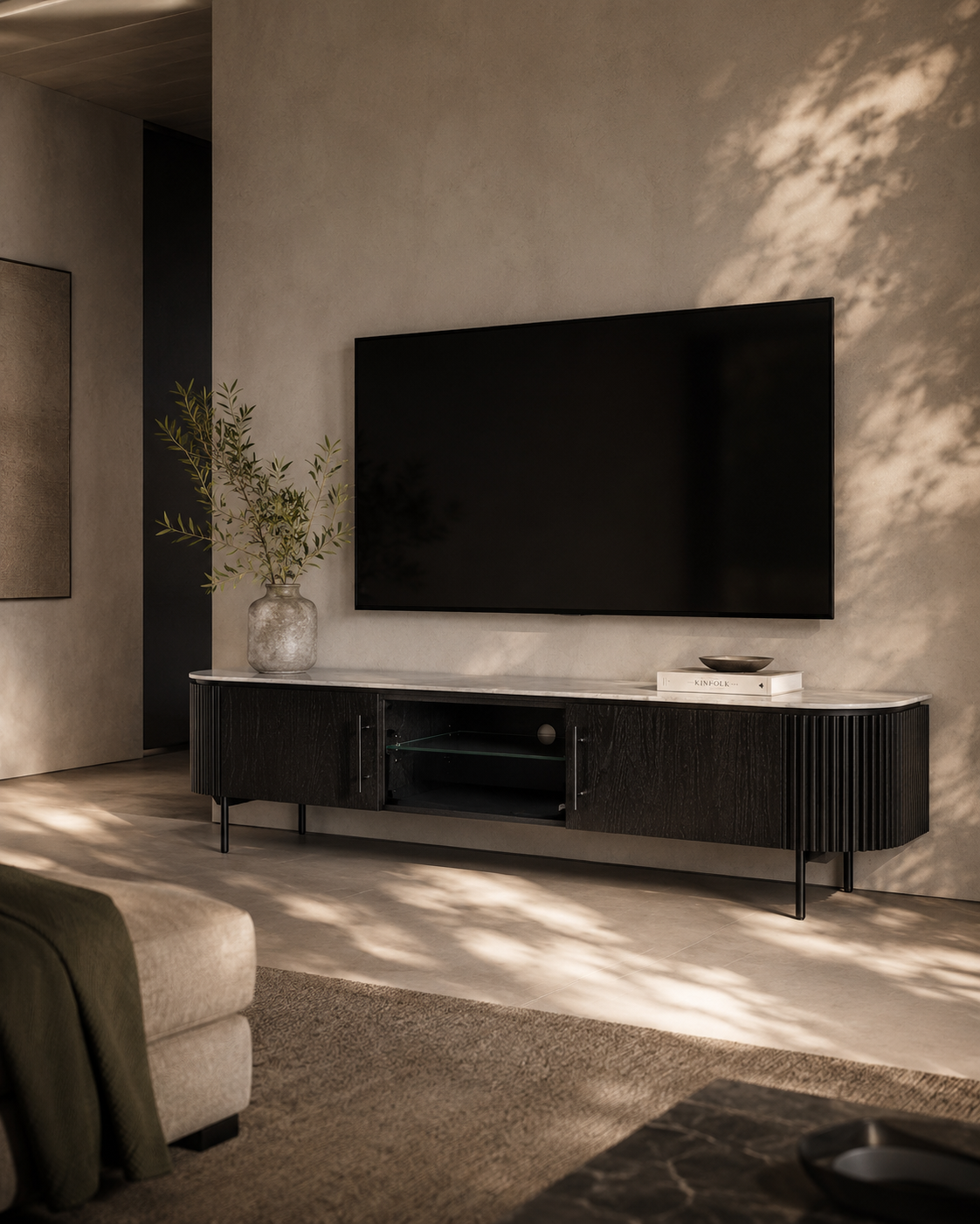 Lantine Marble TV Unit - Black Oak