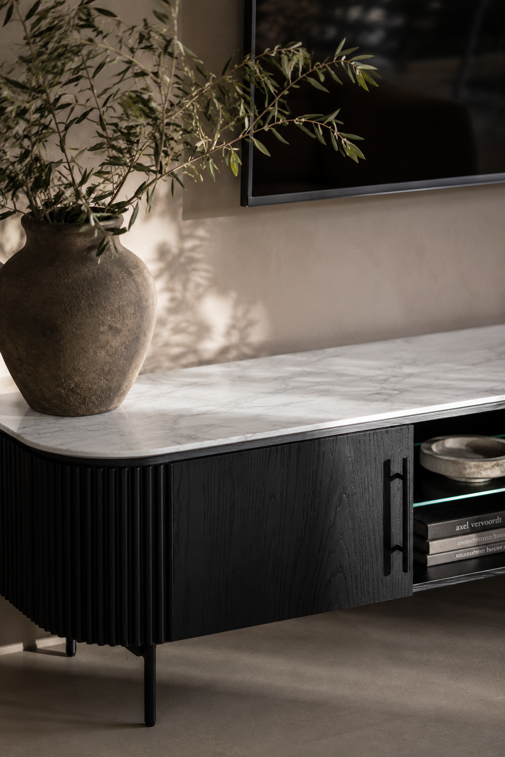 Lantine Marble TV Unit - Black Oak