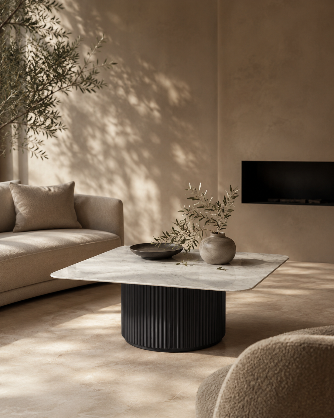 Lantine Marble Coffee Table -Matt Black