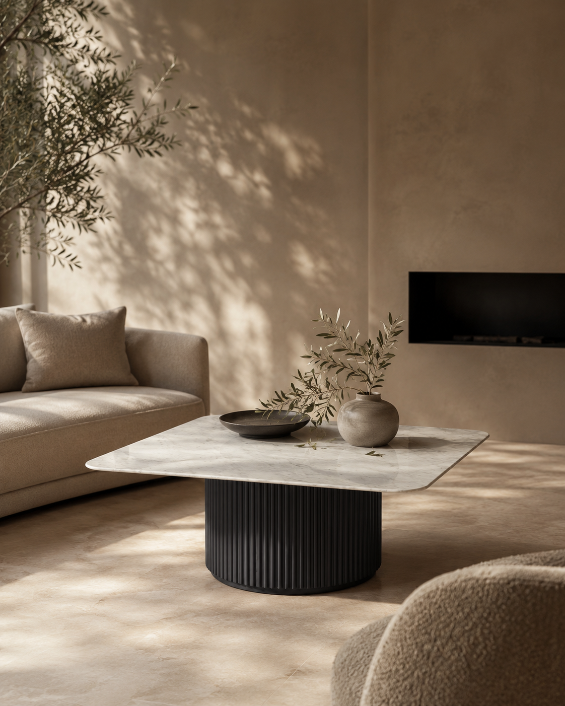 Lantine Marble Coffee Table -Matt Black
