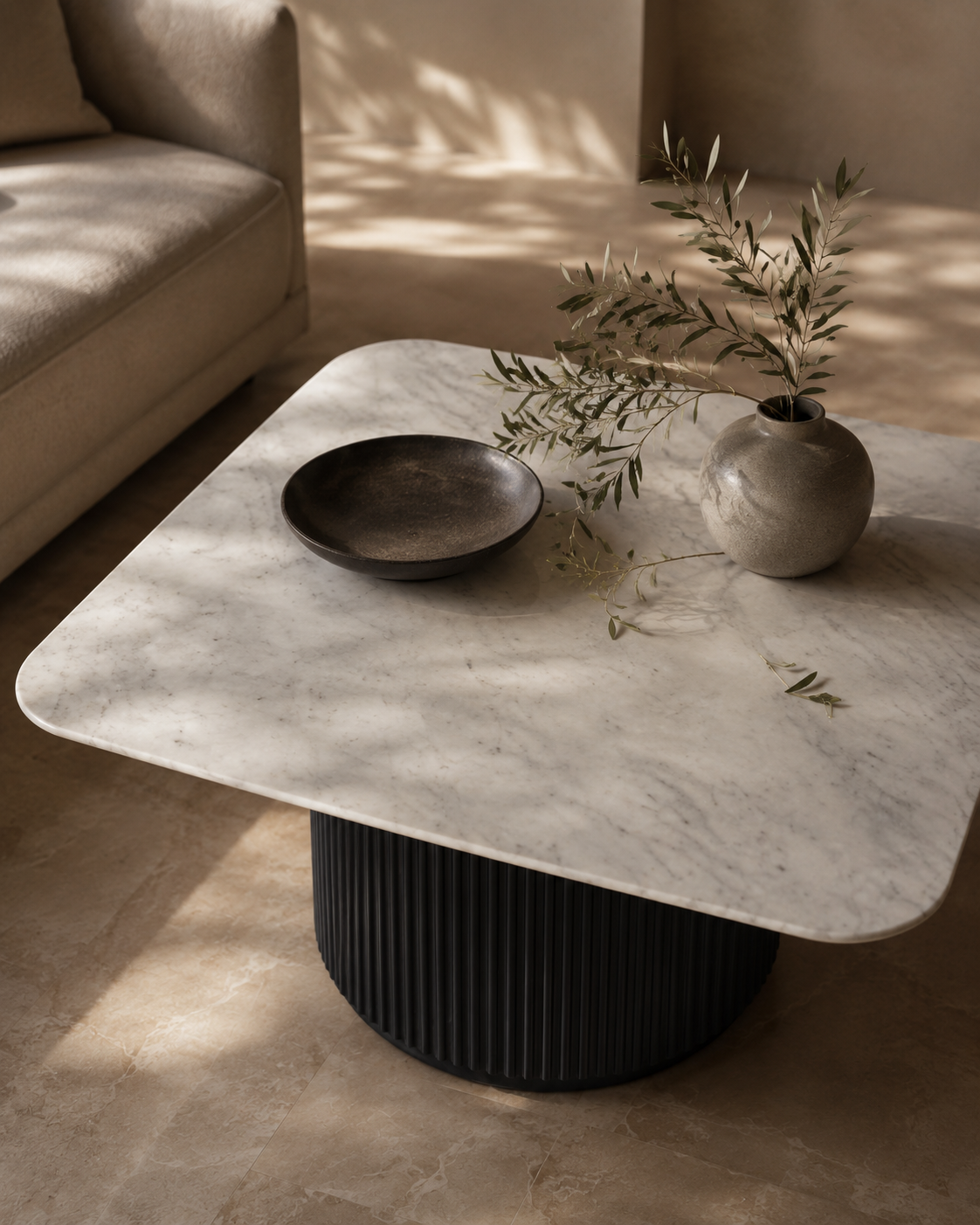 Lantine Marble Coffee Table -Matt Black