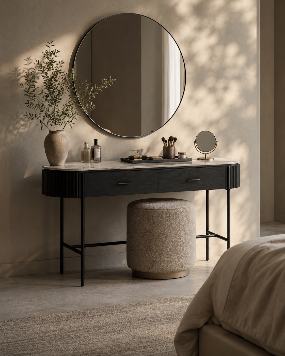 Lantine Marble Console Table - Matt Black