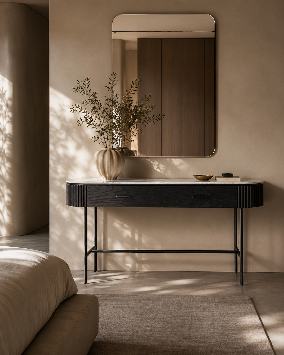 Lantine Marble Console Table - Matt Black