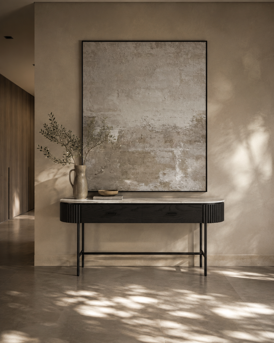 Lantine Marble Console Table - Matt Black
