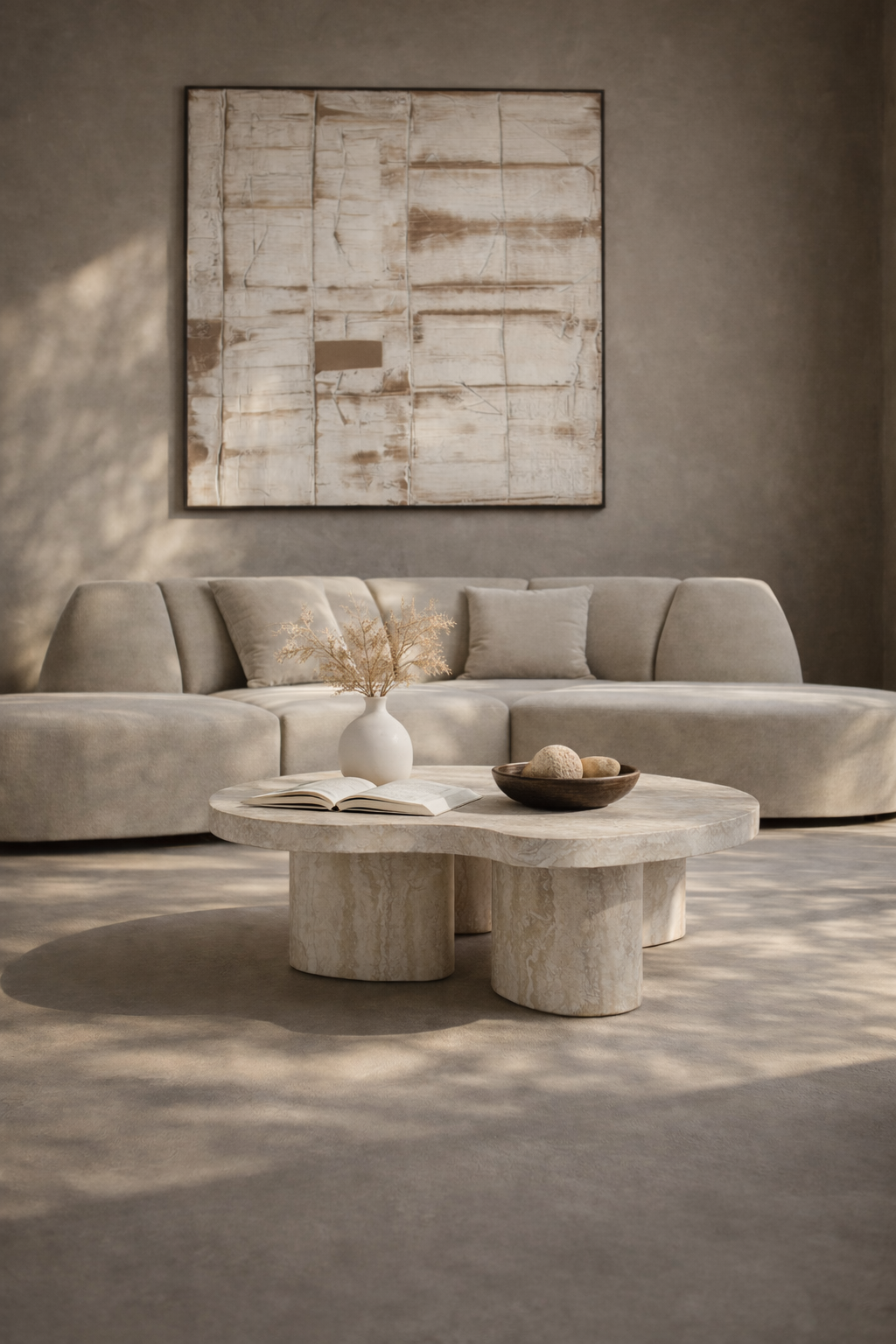 Lilac Coffee Table - Faux Travertine