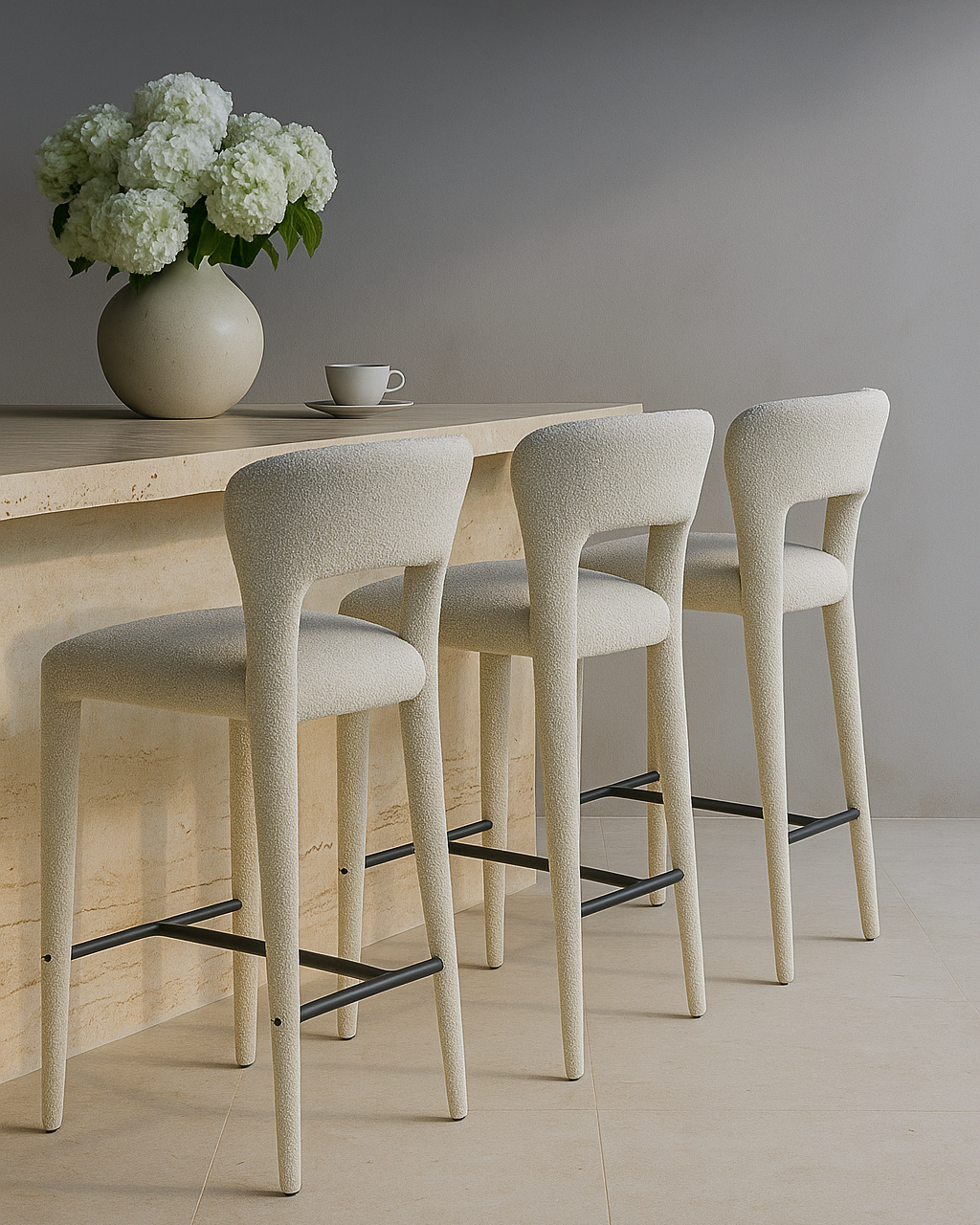 Pari I Bar Stool - Chex Polar Bouclé