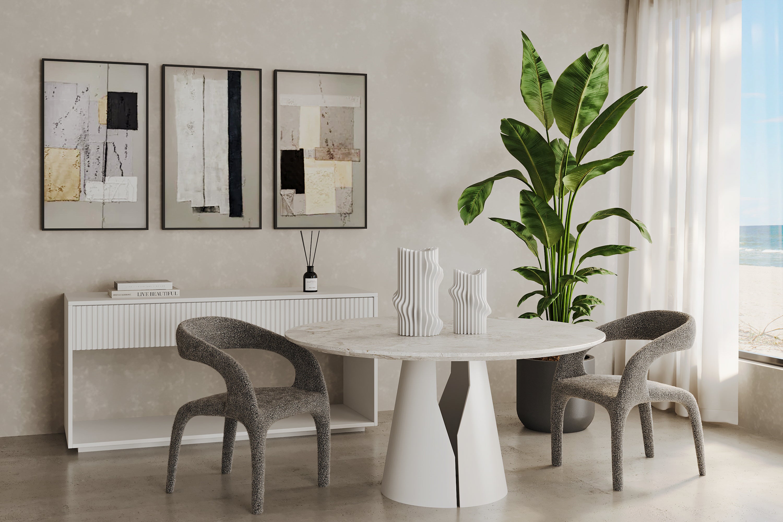 Escada Dining Chair - Chex Bouclé Charcoal