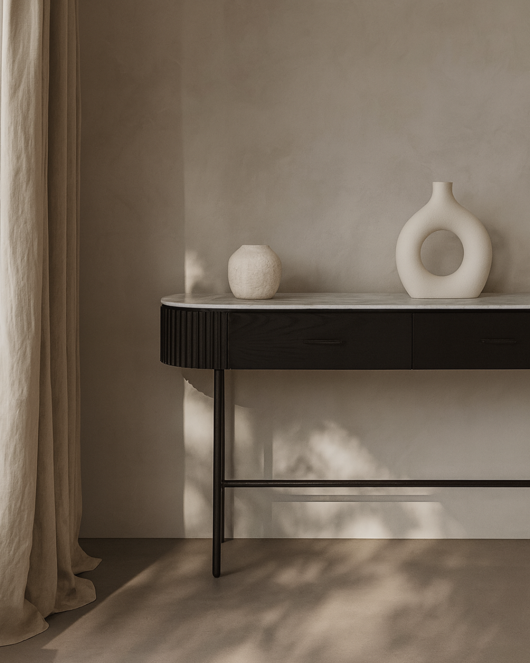 Lantine Marble Console Table - Matt Black