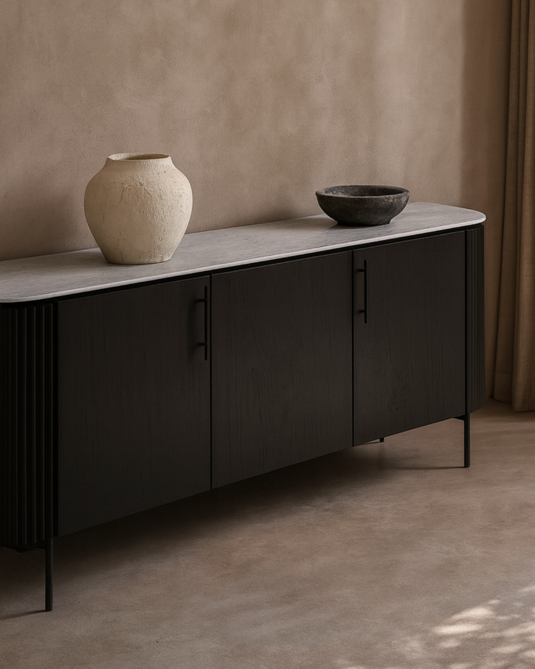 Lantine Marble Buffet - Black Oak