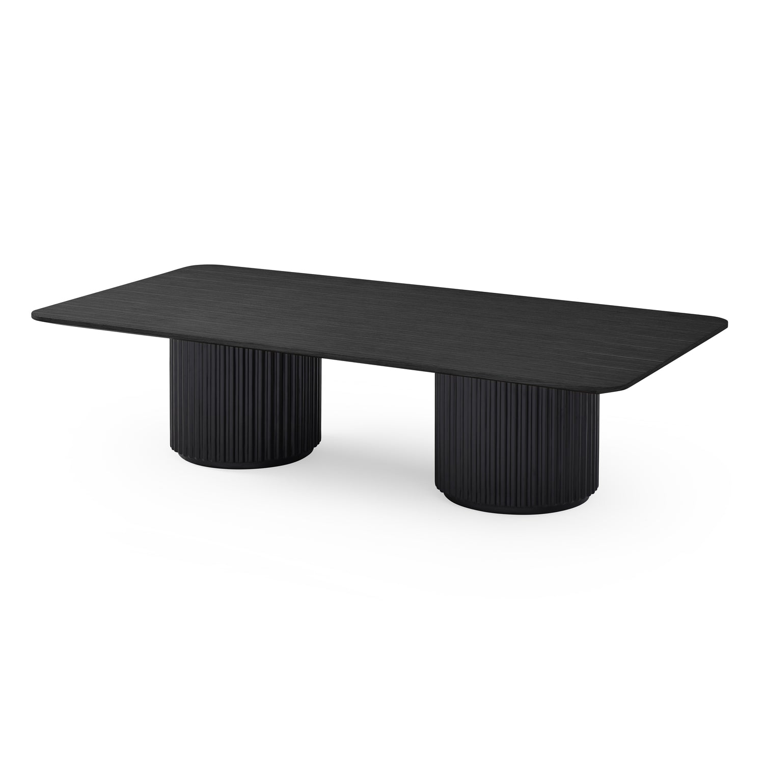 Lantine Coffee Table – Double Pedestal – Black Oak & Lacquer