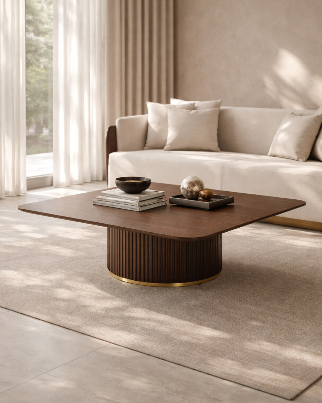 Lantine Coffee Table - Walnut & Brass