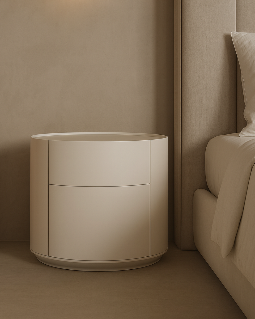 Ming Bedside Table - Matte Beige