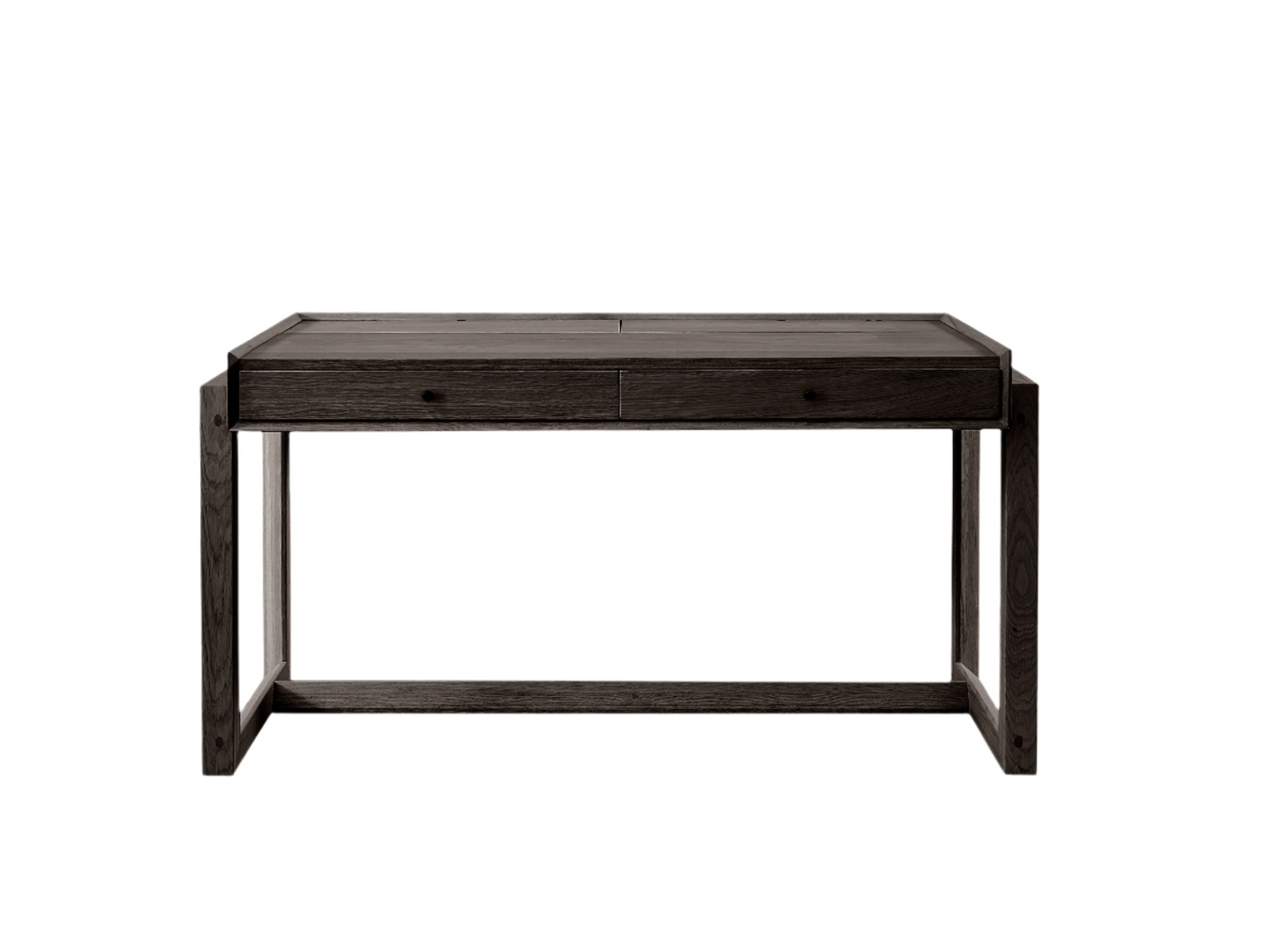 Offset Solid Oak Desk - Black