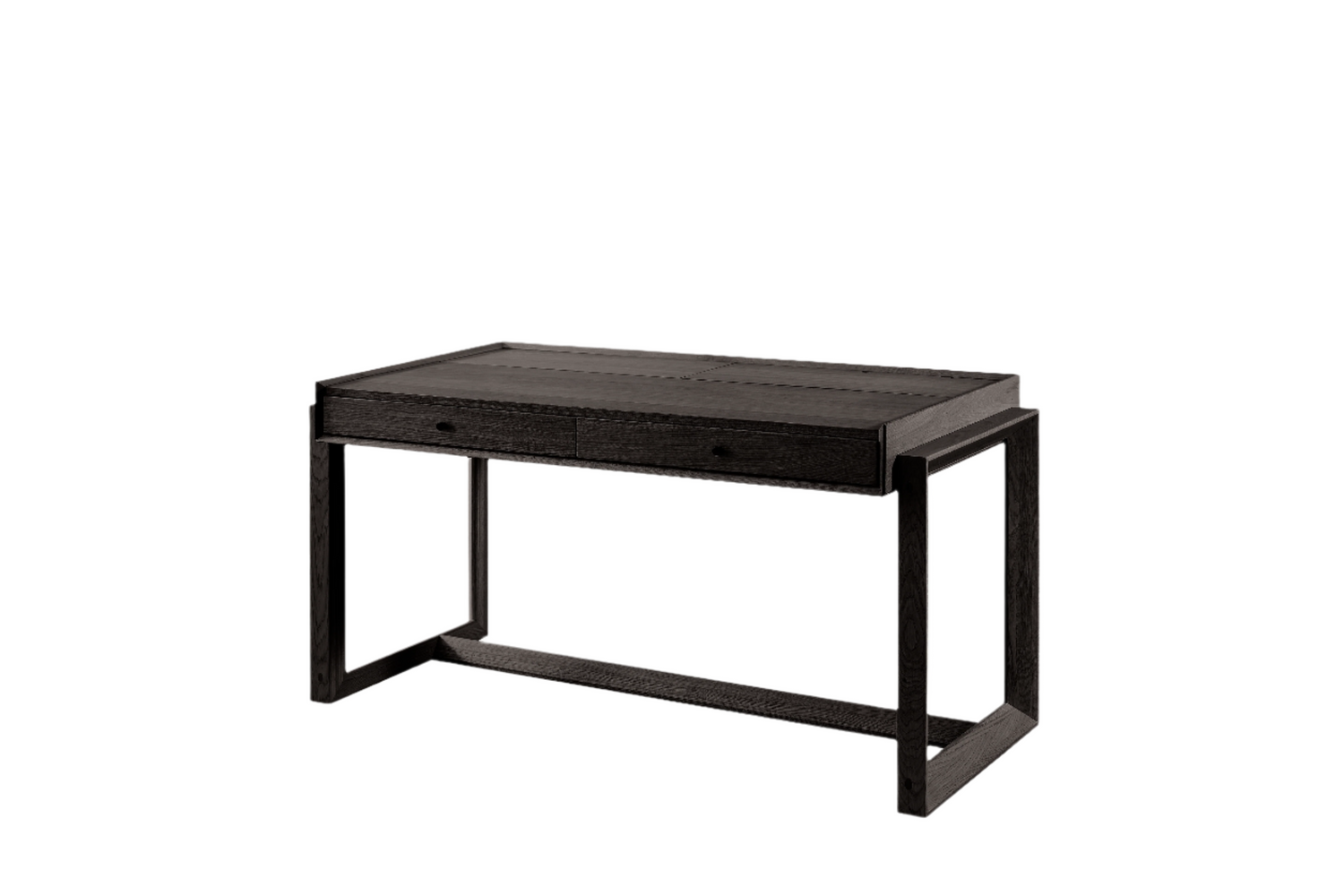 Offset Solid Oak Desk - Black