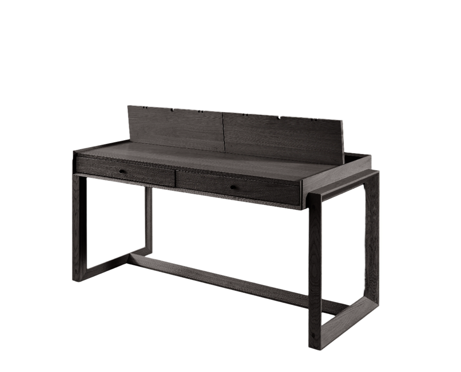 Offset Solid Oak Desk - Black