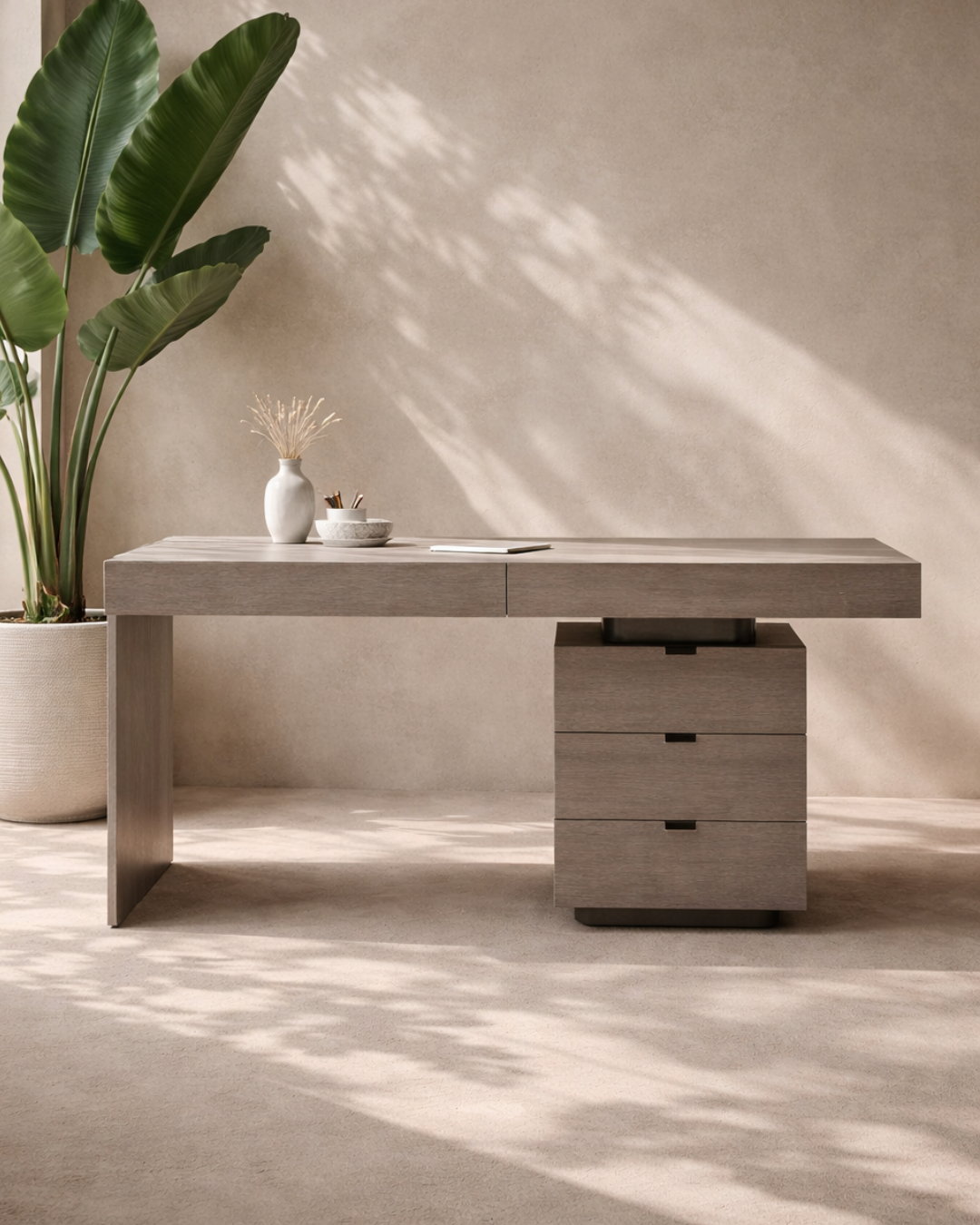 Oston Office Desk - Grey - Right Hand Drawers
