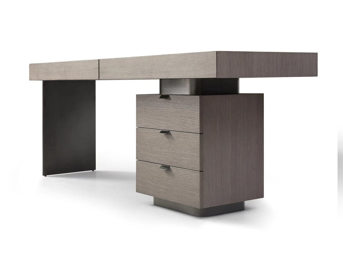 Oston Office Desk - Grey - Right Hand Drawers