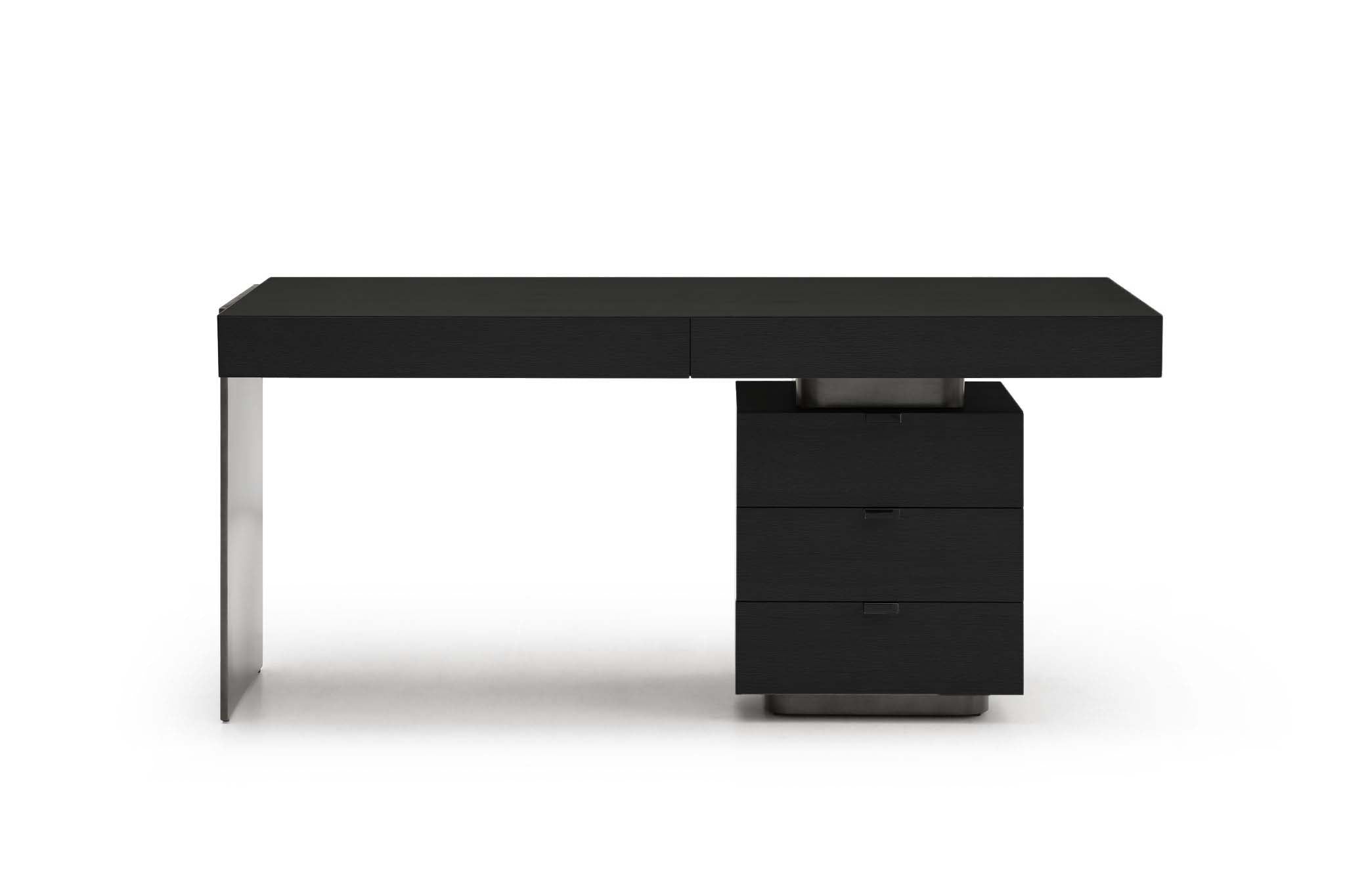 Oston Office Desk - Smoke Oak - Right Hand Drawers