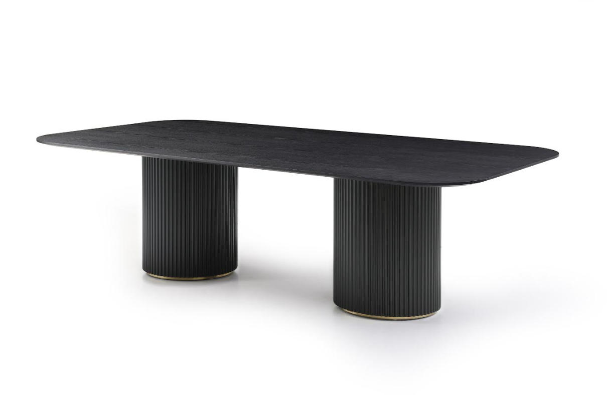 Lantine 280 Dining Table - Black Oak & Brass